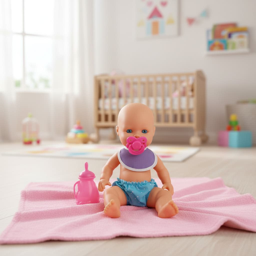 Boneca Cuty Baby C/ Chupeta E Mamadeira 26 Cm P/ Dia das Crianças