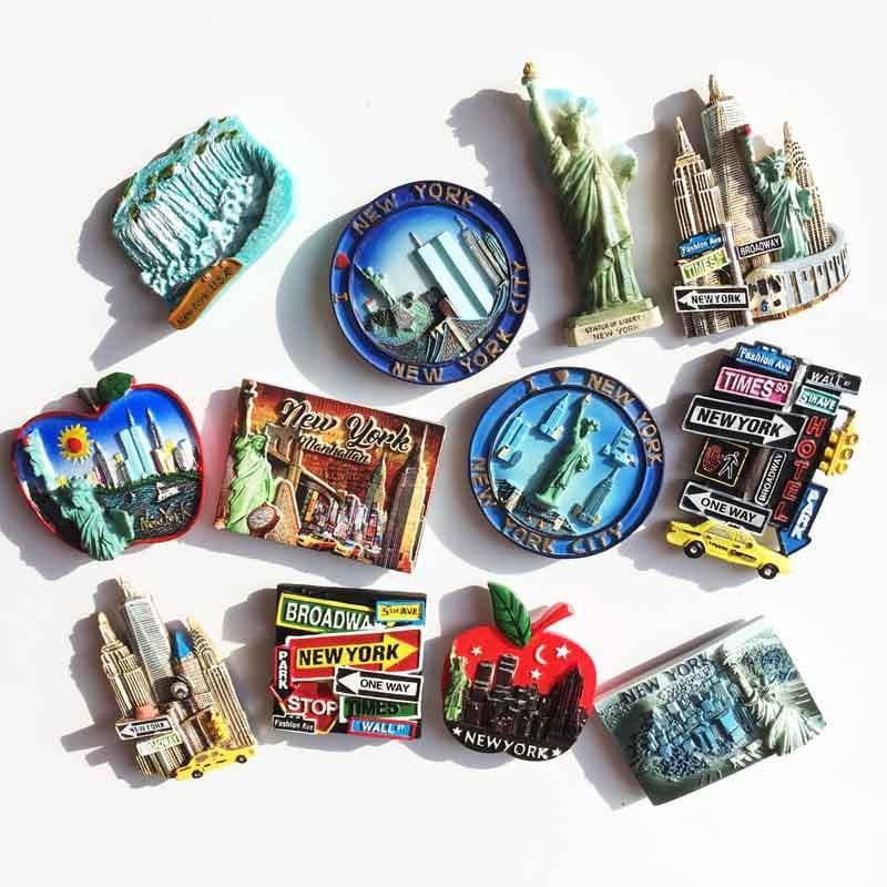 Ímãs de Geladeira Clássicos em Resina 3D da Cidade de Nova York, Decoração Colecionável para Casa, Cozinha e Viagens, Pr
