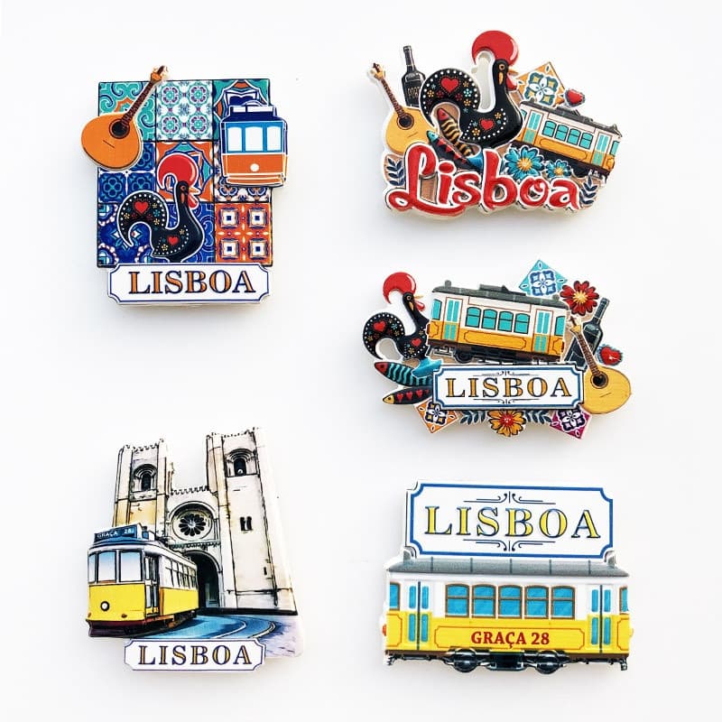 Ímãs de Geladeira de Lisboa, Portugal, Adesivos de Resina Feitos à Mão, Souvenires de Viagem 3D, Presentes, Decorações C
