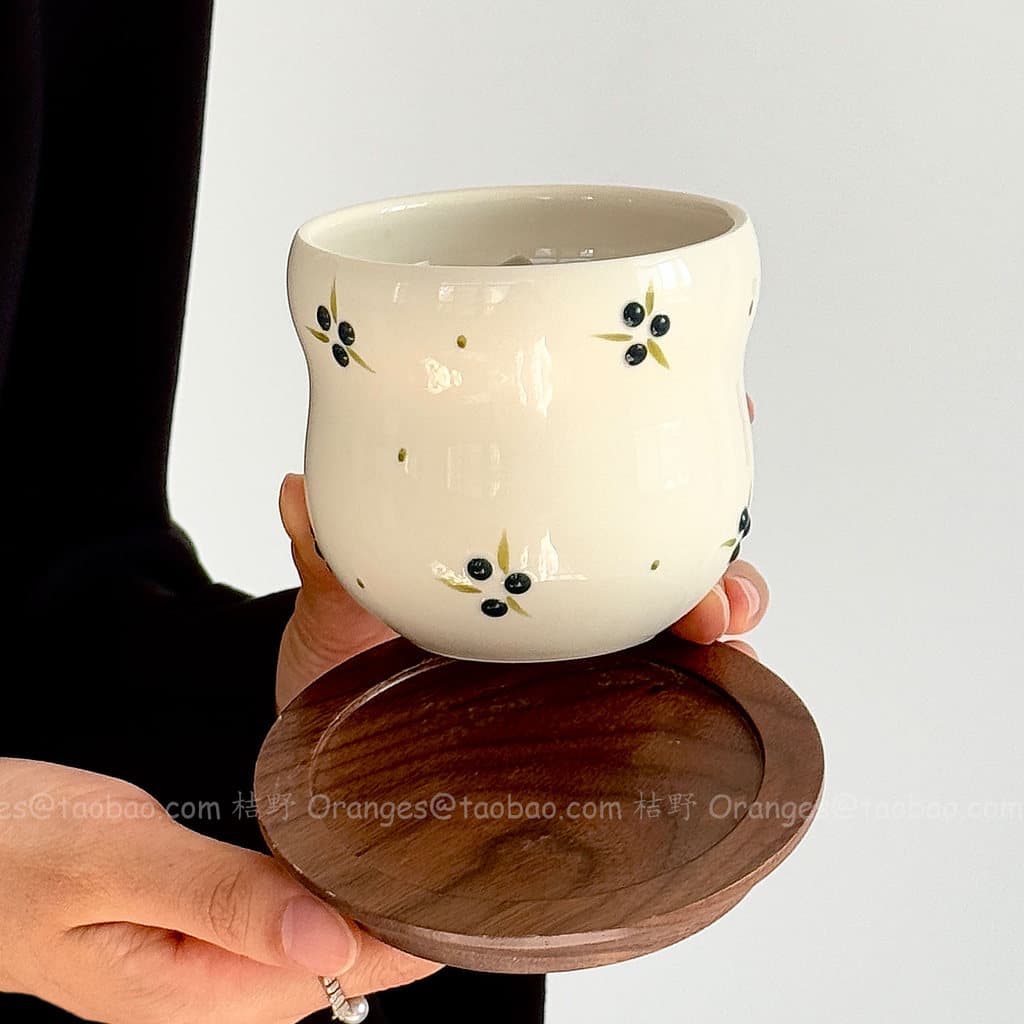 Laranjas Retro em relevo uva cerâmica copo de mão copo de água xícara de café guirlanda Latte copo nicho presente