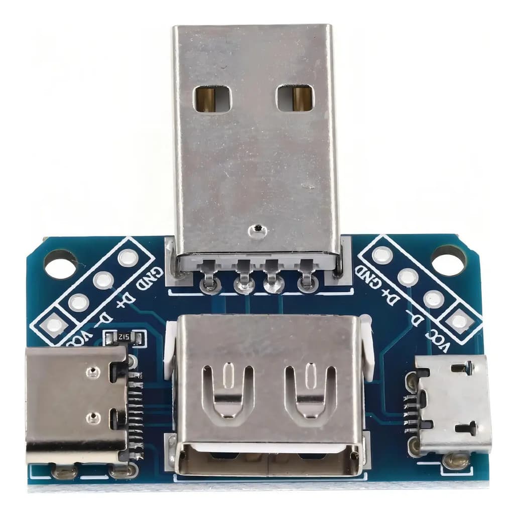 Adaptador Usb 4 Em 1 - Usb Tipo C, Microusb, Usb Fêmea E Dip Azul
