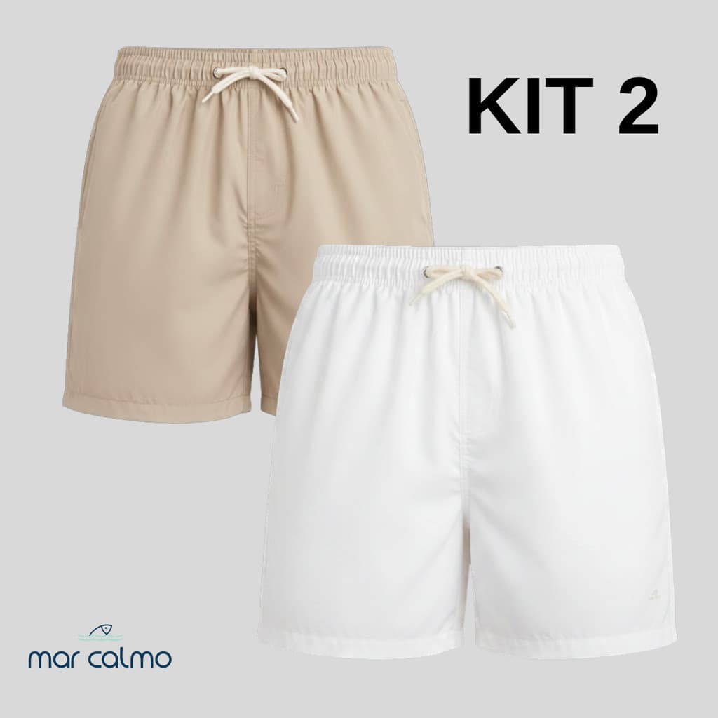 Kit 2 short masculino tactel mauricinho elastano premium  3 bolsos cadarço corrida caminhada academia praia surf wear