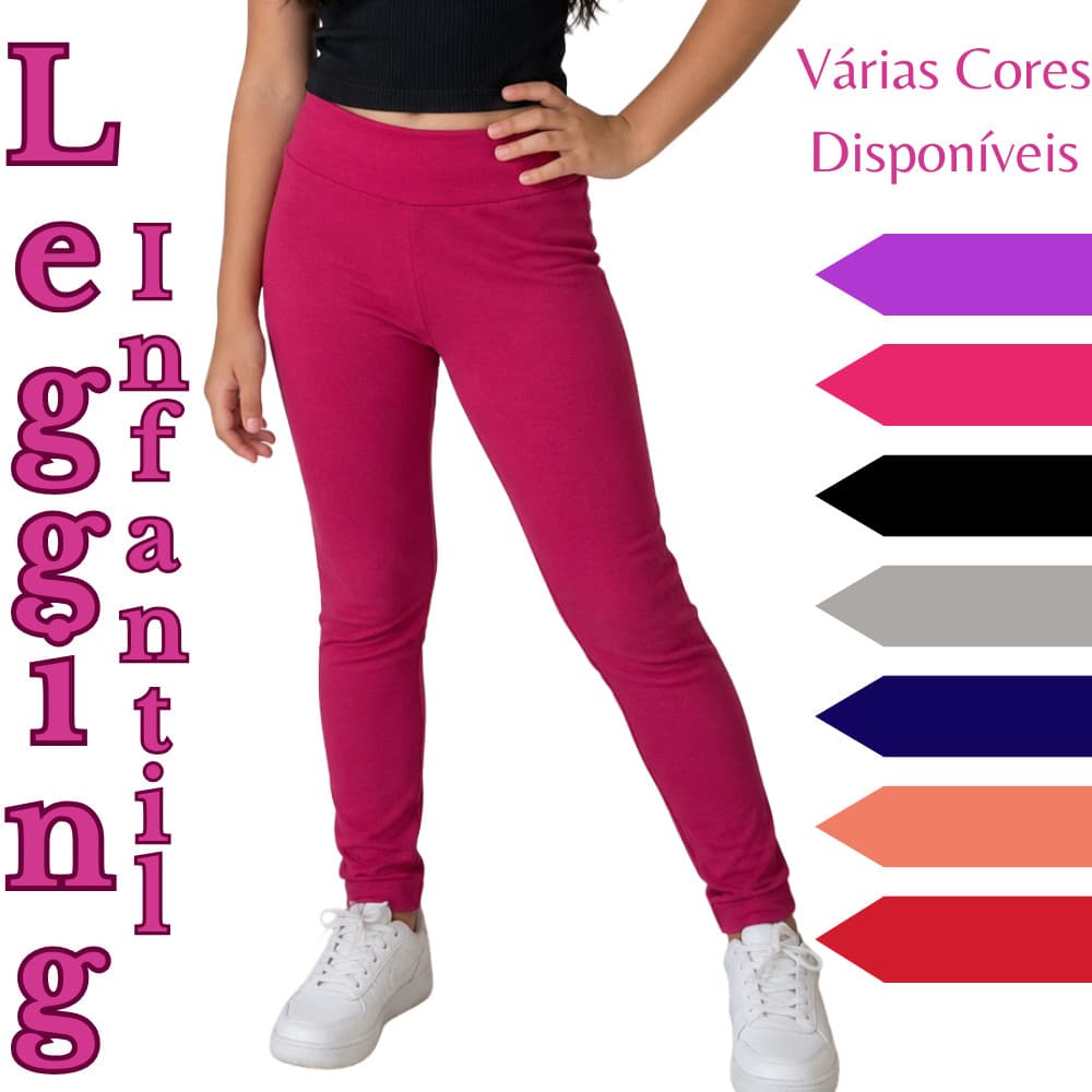 Kit 3 Calças Leggings Infantil de Cotton Sortidas para Meninas Bebê Menina