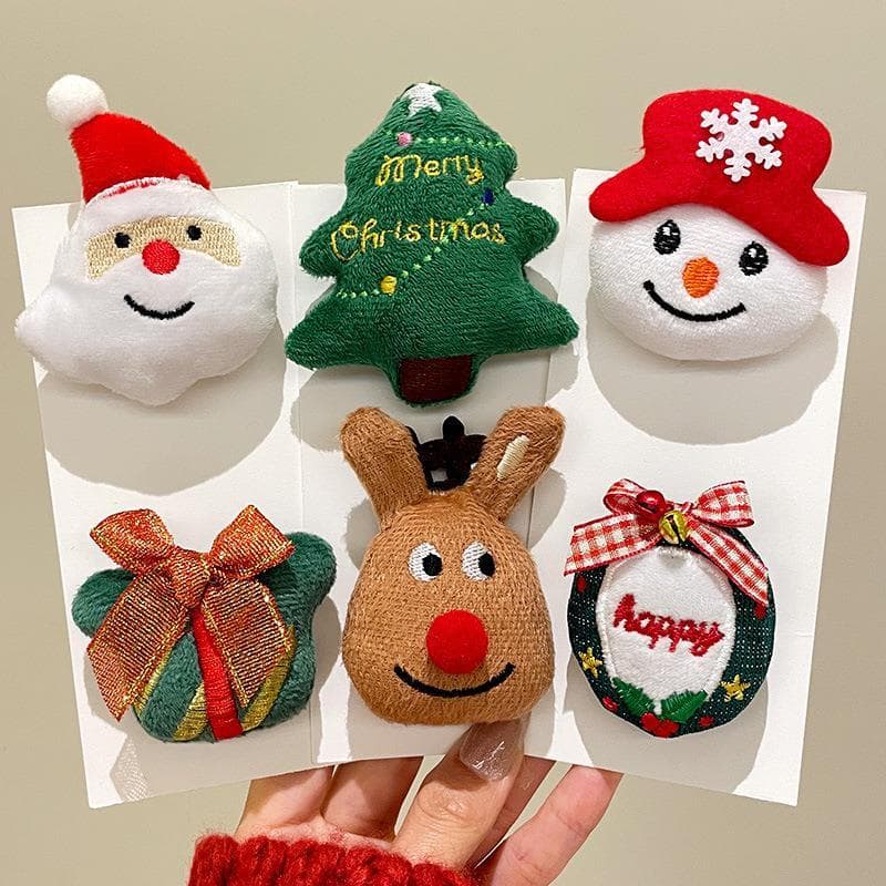 Broche de natal feminino bonito presentes de natal pelúcia dos desenhos animados boneca pino camisola cachecol saco emba