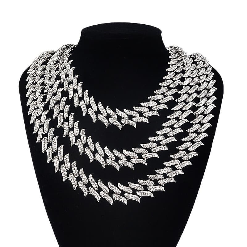 Corrente cubana masculina cravejada de diamantes, disponível em várias cores para personalização, colar estilo hip-hop P