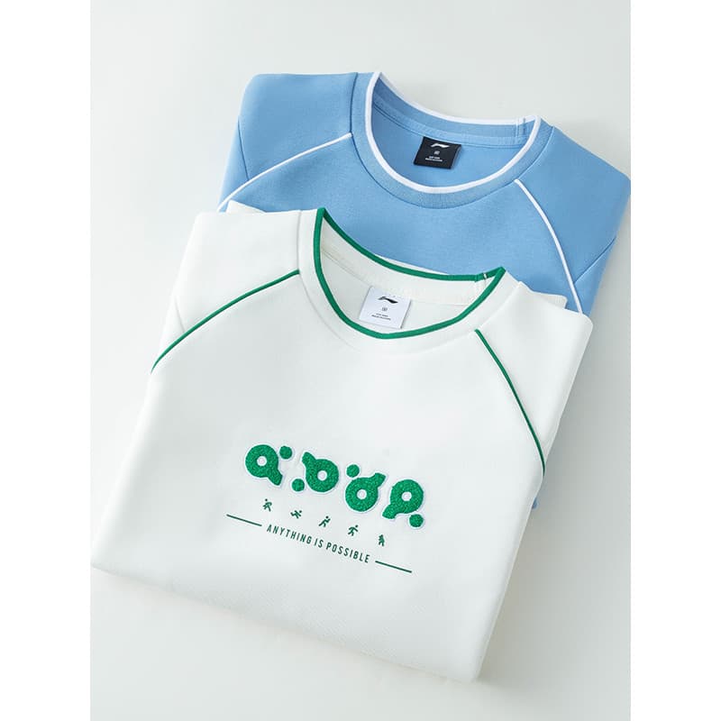 Li Ning moletom masculino feminino primavera outono 2026 novo estilo solto All-Match em torno do pescoço de manga compri