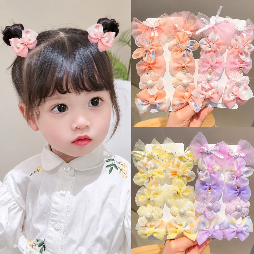 Kit Presilhas Infantis Delicadas com Laços e Flores