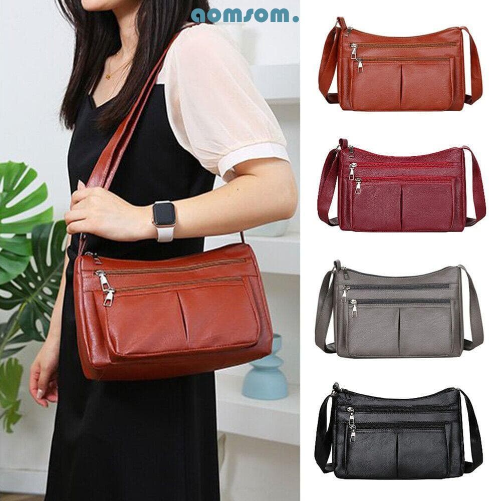 Bolsa AOMSOM , De Ombro Feminina De Couro Sintético Resistente À Água Mensageiro Casual De 4 Cores