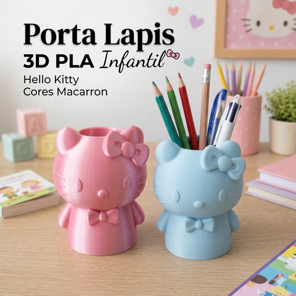 Porta Lápis Hello Kitty, Organizador Canetas Pinces infantil, Decoraçao de Mesa desk organizer kawaii