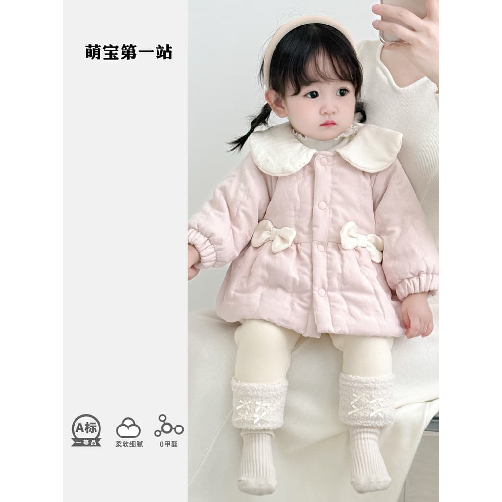 Feminino bebê outono inverno forro de lã terno de um ano de idade moda roupas de bebê de três peças Casual Outing roupas