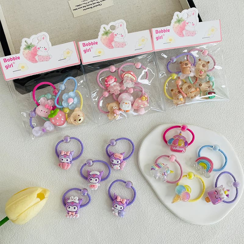 Versão coreana faixa de borracha infantil não machuca o cabelo boa elasticidade meninas gravata rabo de cavalo bandana b