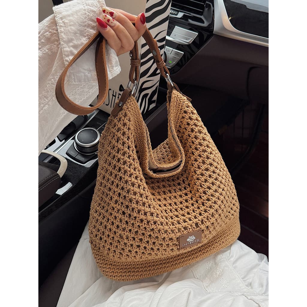 bolsa feminina Bolsa Bolsa feminina de palha tecida à mão, grande capacidade, um ombro, axilas, novo estilo, bolsa mensa