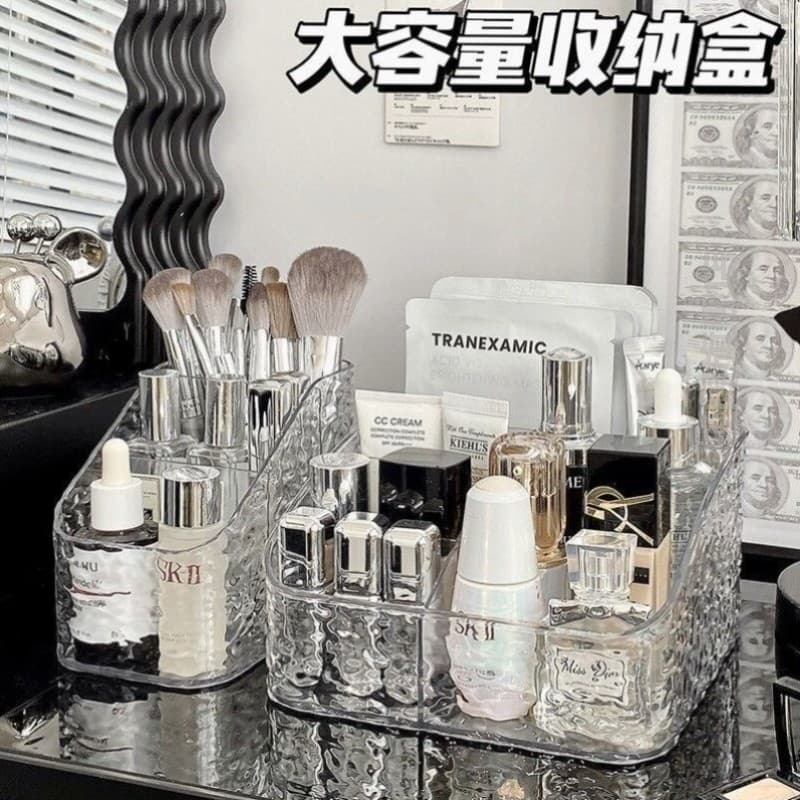 Caixa de armazenamento de cosméticos suporte de caneta de grande capacidade retangular Desktop transparente caneta titul