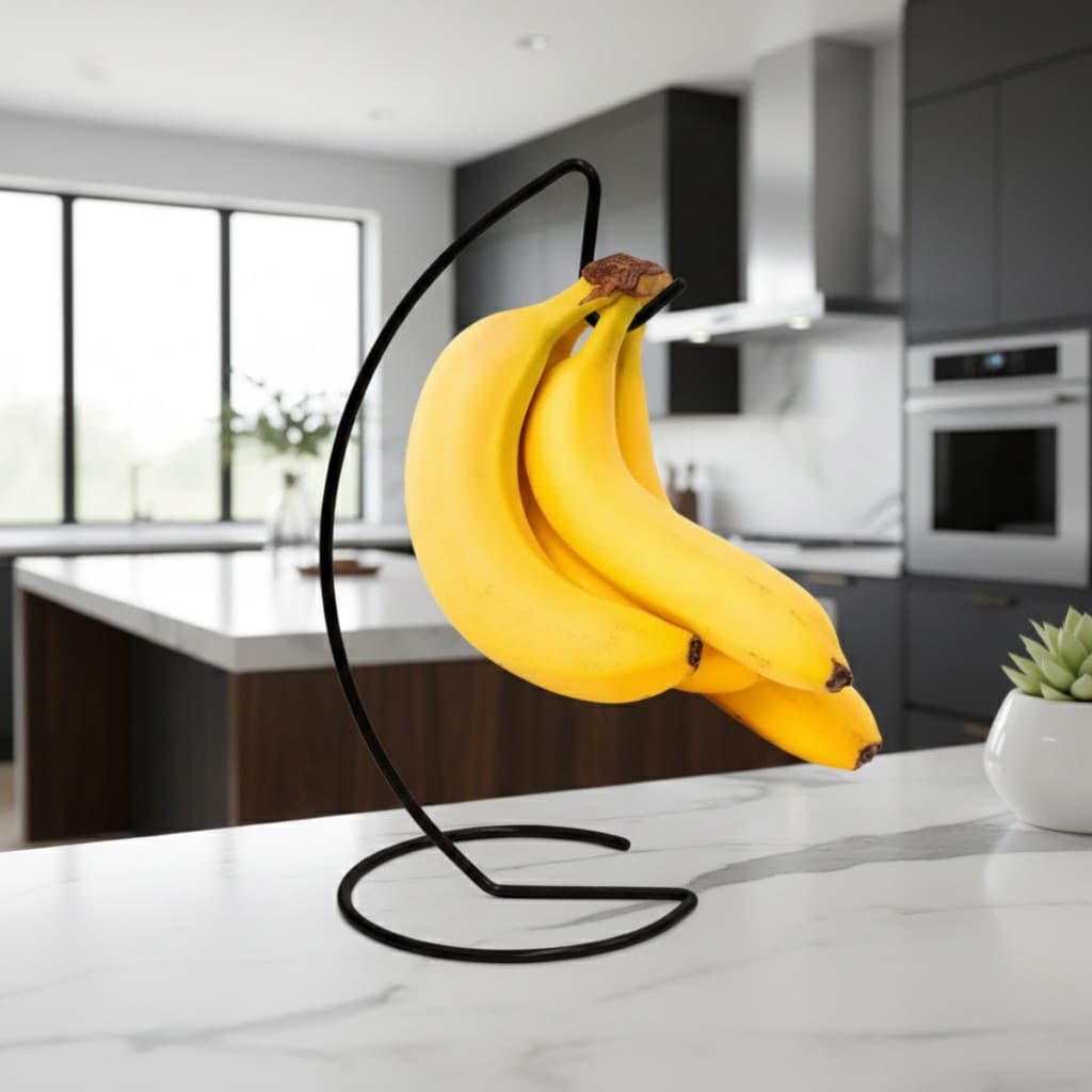 Suporte para Bananas Gancho Fruteira Pendurar Cacho Multiuso Preto Organizador Cozinha