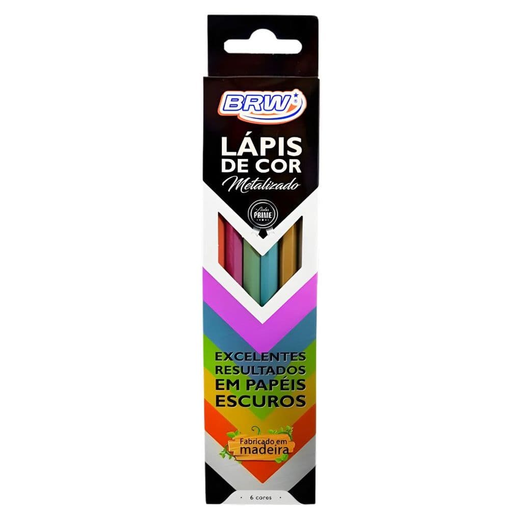 Lápis de Cor Metalizado 6 Cores - BRW