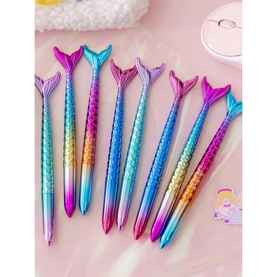 Kits com 1/2/3/5 Caneta Sereia Colorido Super Lindo Peixe Ponta Fina 0.5mm Preto Variado Para Escrita Fina
