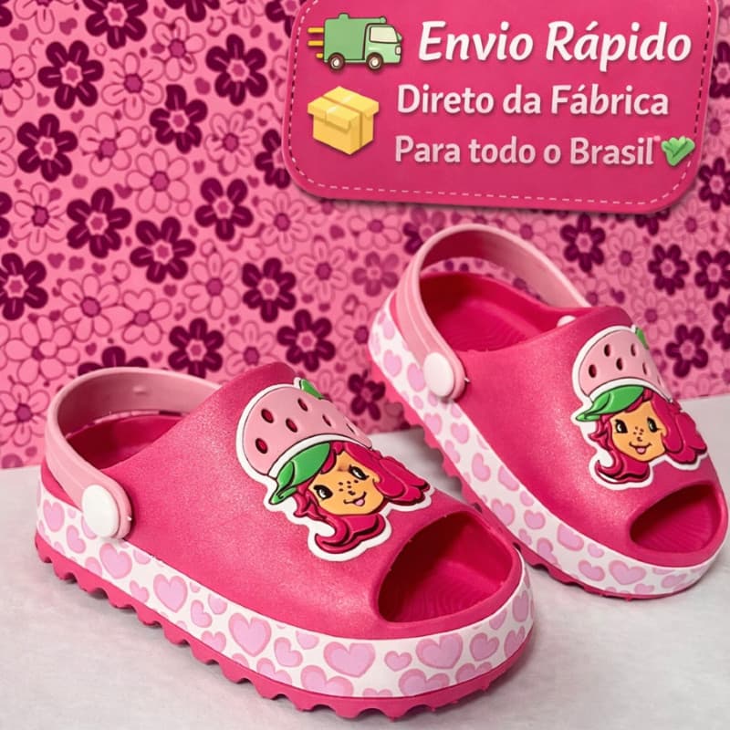 Papete Sandália Bebê Infantil Baby Menina Moranguinho Confortável