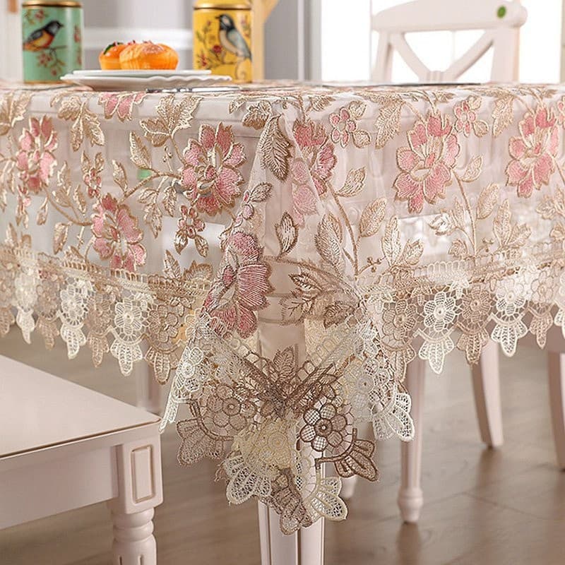 Toalha De Mesa Retangular Elegante Com Borda Bordada floral E Capa De TV jacquard Colorida