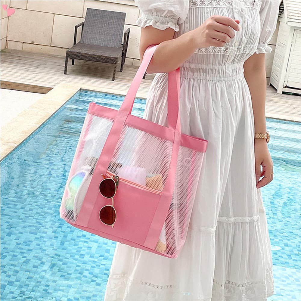 Malha De PVC Praia Bolsa Higiene Pessoal De Viagem Grande Capacidade Brinquedo De Areia