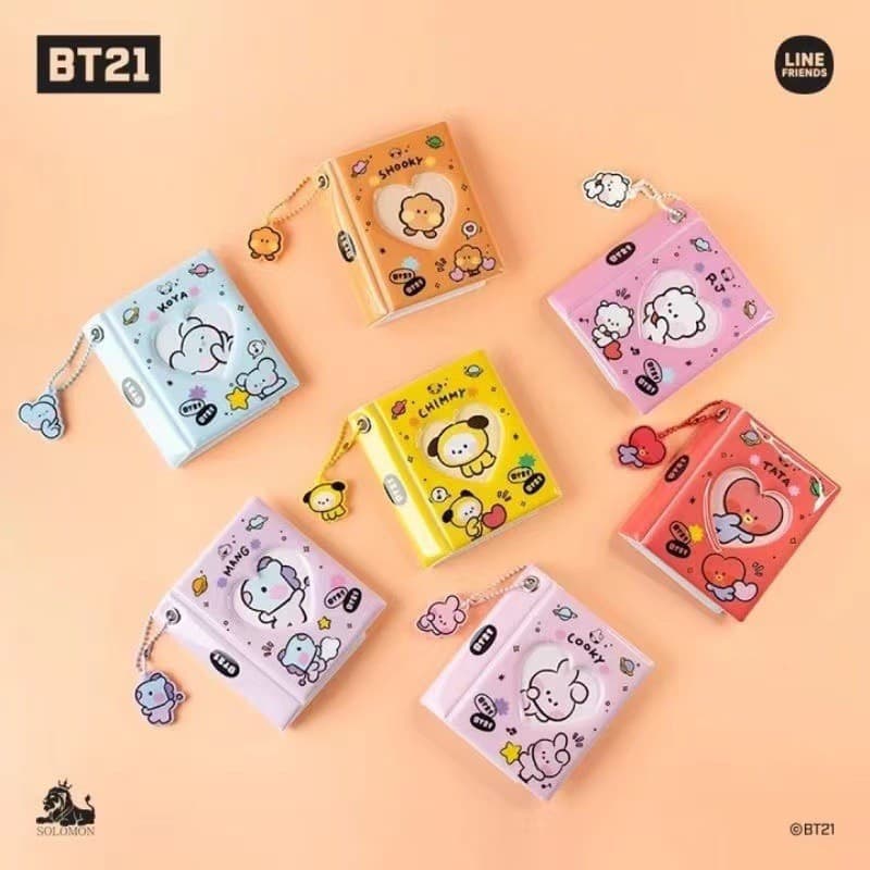 KPOP BTS BT21 Mini Álbum De Fotos De 3 Polegadas Porta-Cartões Fotográficos Para Coletar Livro/Manga Vem Com Chaveiro