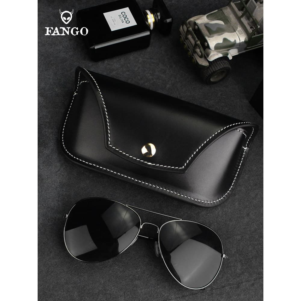 Estojo de óculos de couro genuíno feito à mão, portátil, masculino, feminino, Anti-pressão, primeira camada, retrô, miop