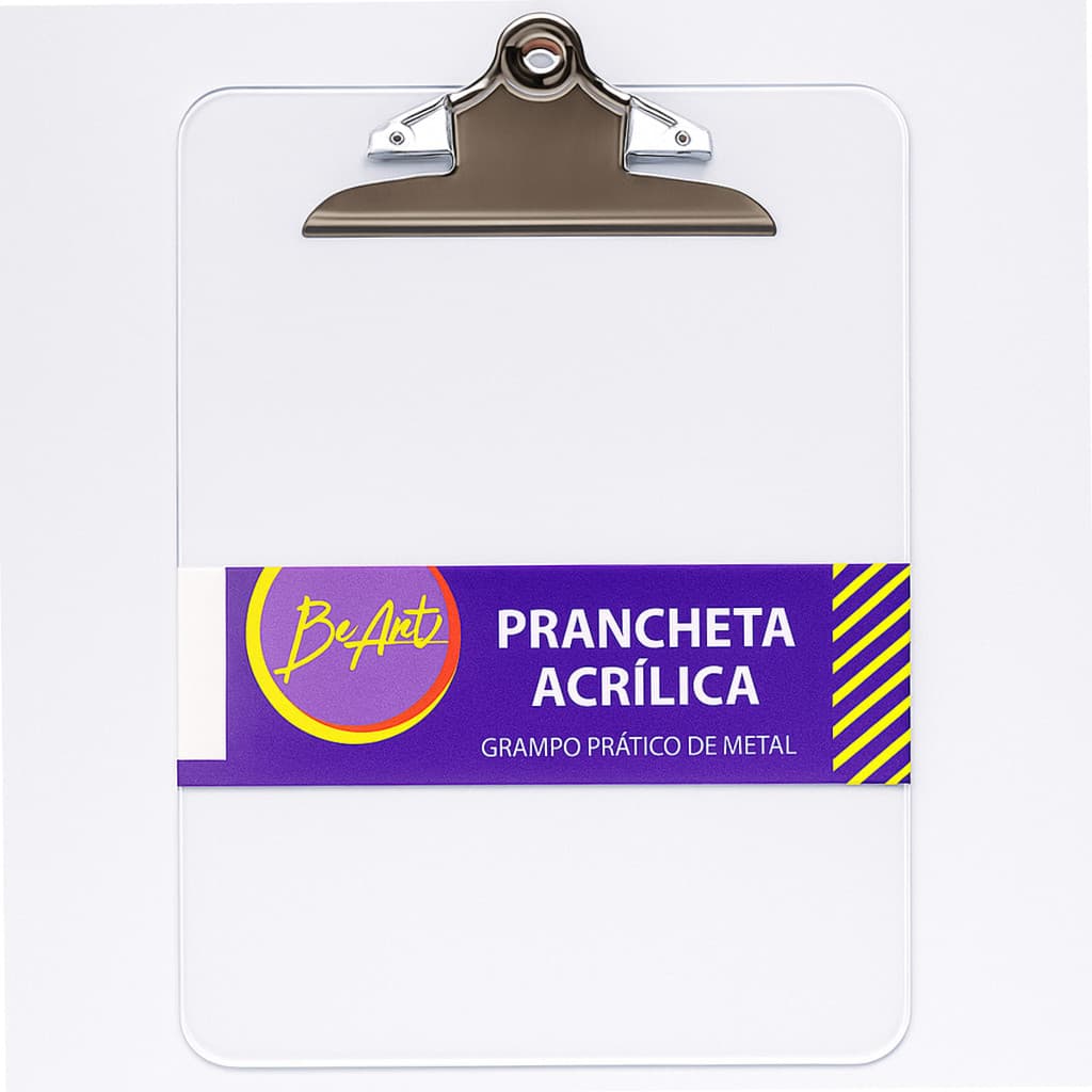 Prancheta Acrílica A4 com Prededor em Aço Inox