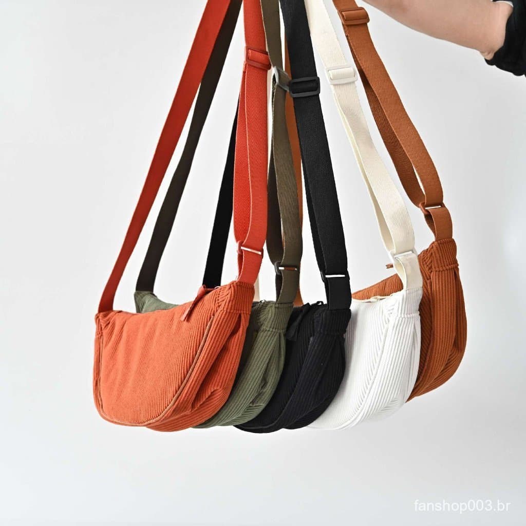 Saco de Lona Estilo Japonês Corduroy Dumpling Bag Girls Casual Messenger Bag Saco de Lona Estilo Unisexo para Estudantes