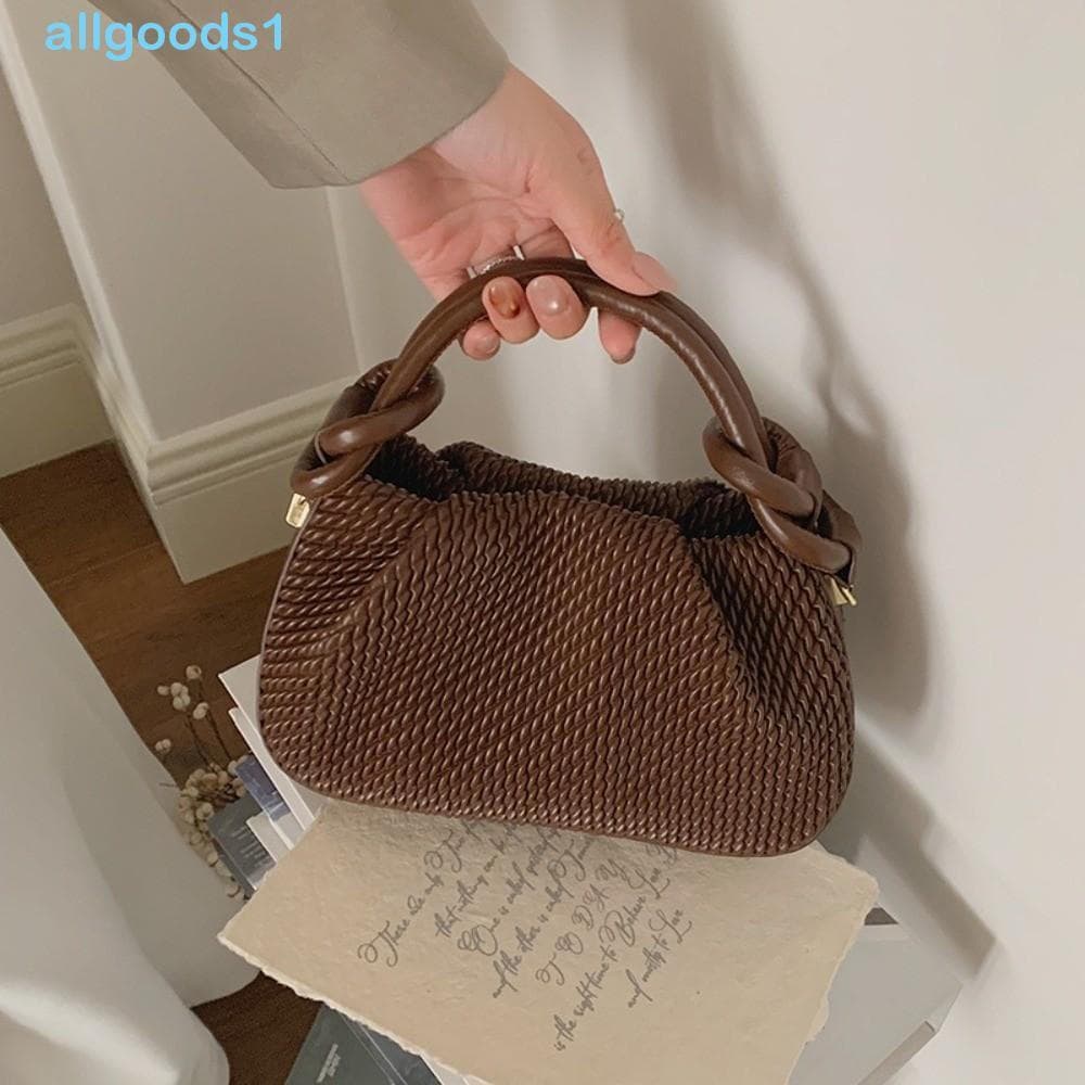 Bolsa De Nuvem Plissada ALLGOODS , Ombro Tecido Vintage De Couro PU De Cor Sólida , Capacidade Moderada