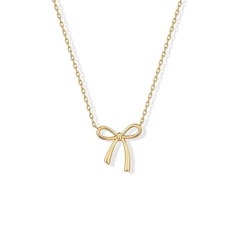 Colar com pingente de laço banhado a ouro 14K, estilo feminino, PAVOI |     Design em camadas bonito