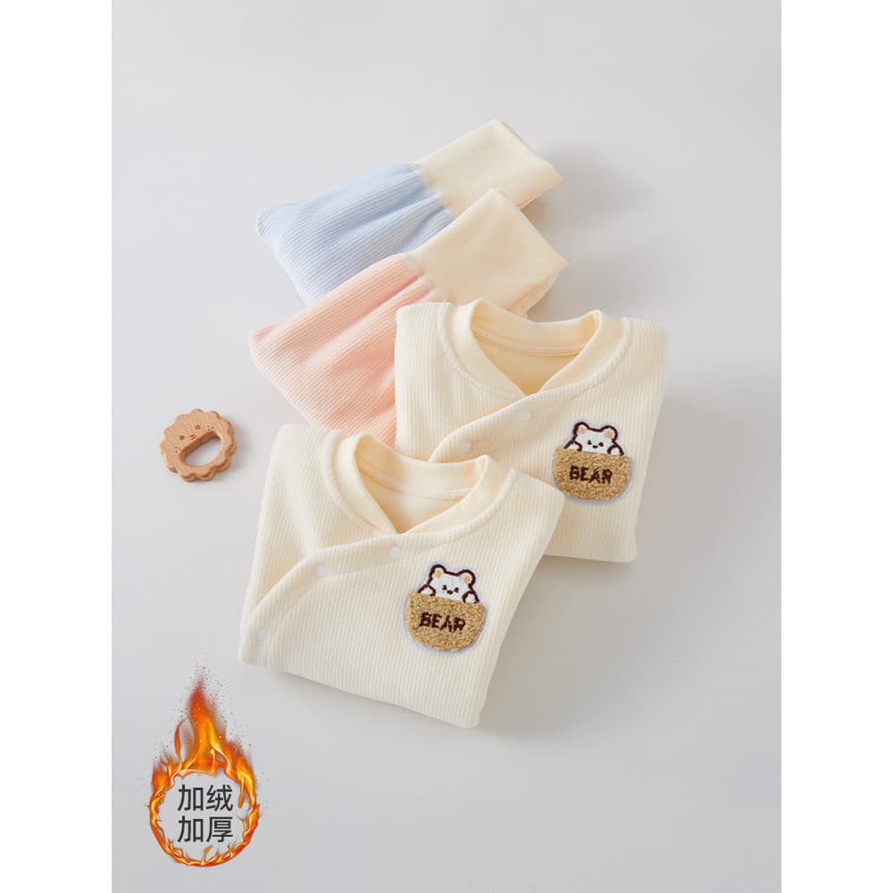 Roupas de bebê outono inverno terno térmico lã do bebê Extra grosso exterior Wear Split pijamas roupa interior recém-nas