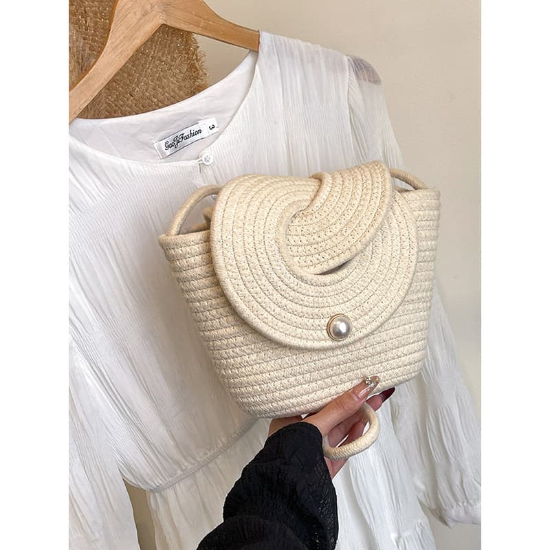 bolsa transversal feminino Bolsa 2025 novo estilo na moda tecido à mão nicho estilo ocidental palha balde saco moda féri