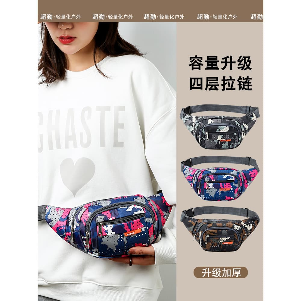 Bolsa de cintura de grande capacidade, multicamadas, à prova d'água, masculina, feminina, esportiva, pequena mochila, ca