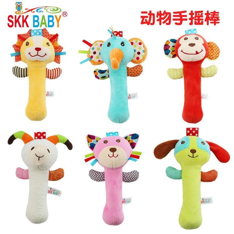 Skk brinquedos educativos para recém-nascidos, chocalho de pelúcia para bebês, manivela manual, desenho animado, BB, cas