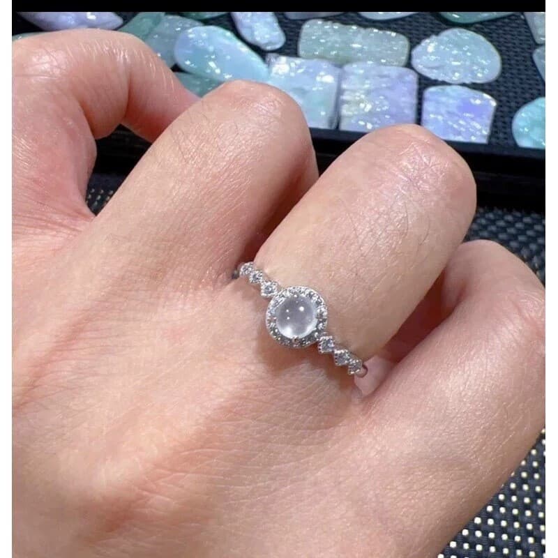 Imitação de alto gelo calcedônia anel aberto flor de gelo anel de diamante completo moda literária na moda pulseira