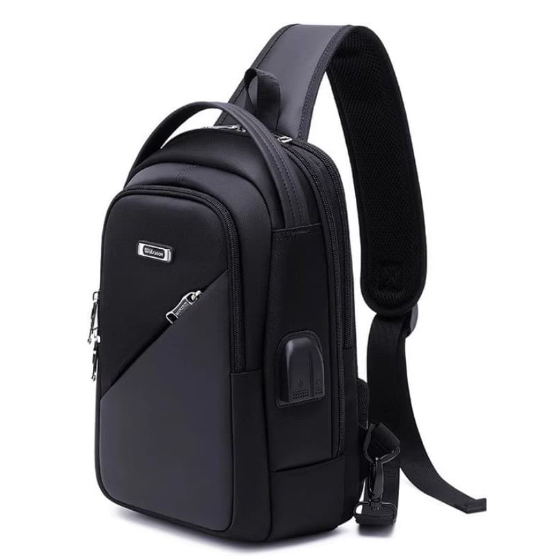 Saco de peito masculino esportes Casual saco de peito ombro pequena mochila esportes ao ar livre preto Cross-body saco m