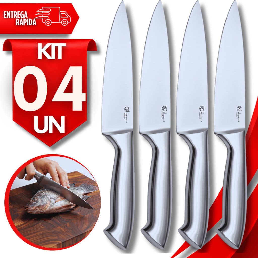 Jogo Faca Inox Peixeira Profissional 7 Polegadas Corte Precisão Peixaria Açougue e Carnes Utilidades