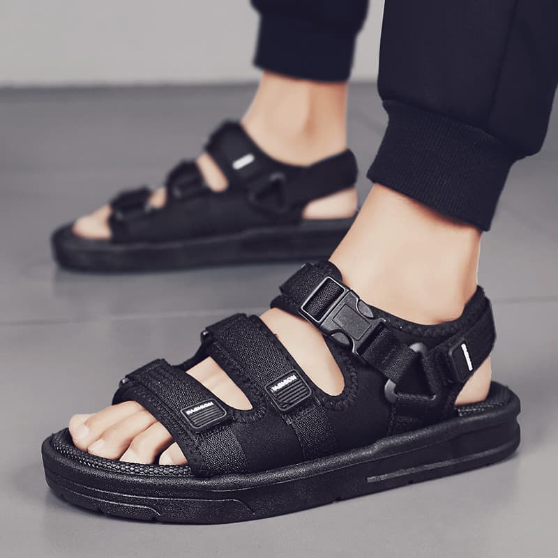Sandálias masculinas verão novo estilo de borracha chinelos de sola grossa estudante Casual versão coreana na moda exter