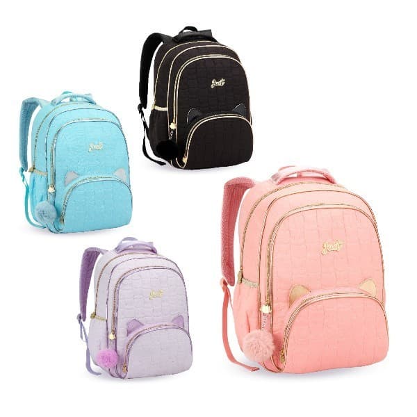 MOCHILA FEMININA DE COSTA LISA GATINHA JUVENIL TEEN 18'' JUST DENLEX