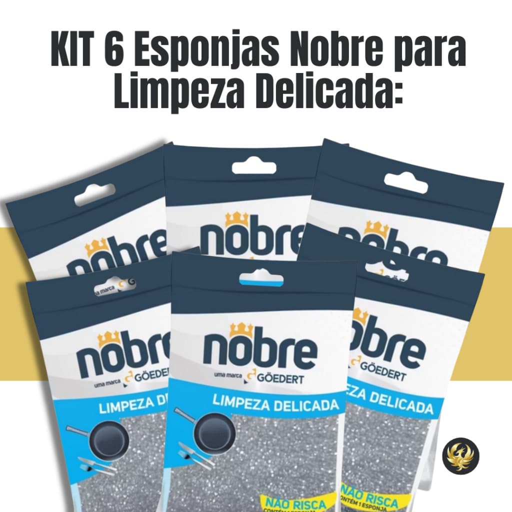 KIT 6 Esponjas Nobre para Limpeza Delicada Não Risca | Poliuretano e Poliéster