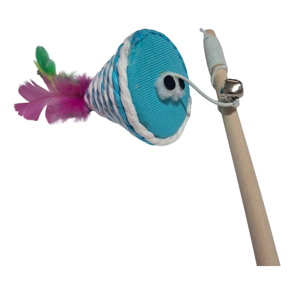 Vareta Brinquedo Interativa para Gatos com Sino, Penas e Cordão – Diversão para seu Pet Varinha