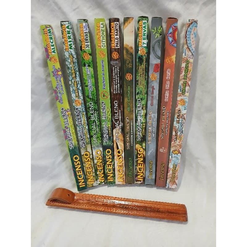 Kit de Incensos + Incensário | 10 Caixinhas Sortidas | Aromaterapia, Proteção e Energia