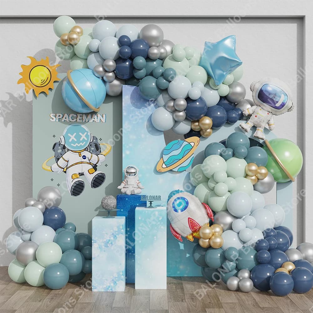 159 peças/conjunto Balões de Astronauta e Espaço Tema Oceano Azul Decoração de Festa de Aniversário Novo Modelo