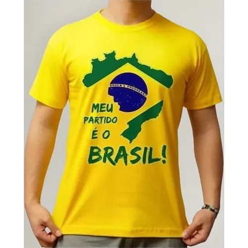 Camiseta  Brasil Camisa blusa Adulto Infantil Estampada Brasil Acima De Tudo, Deus Acima de todos Meu partido é o Brasil
