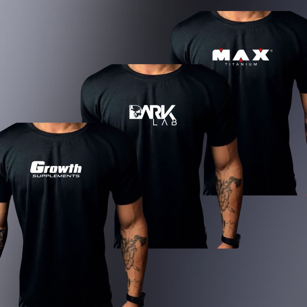 Kit 3 Camisa Dry Fit DaRk Sport Mix Suplemento esportiva academia Treino
