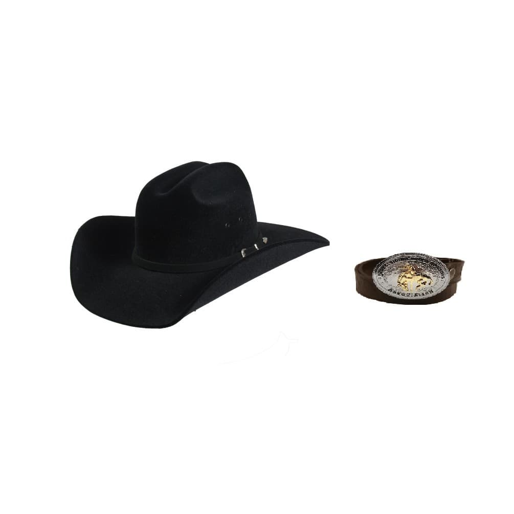 Kit Chapéu Mundial Aveludado Original + Cinto Cowboy Couro Para Criança