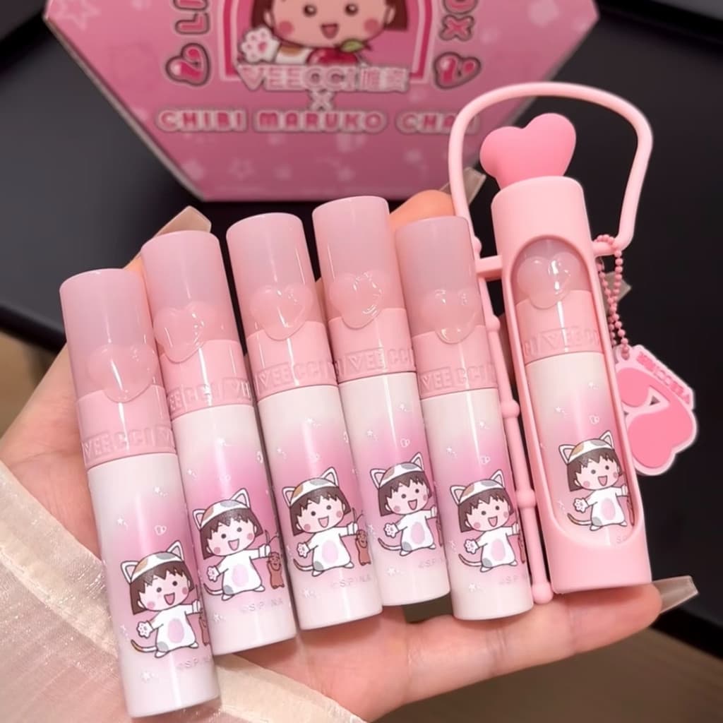Veecci Veeecci Cherry Maruko Pet Series Esmalte labial aquático!Lábio de gelatina de suco Pop!