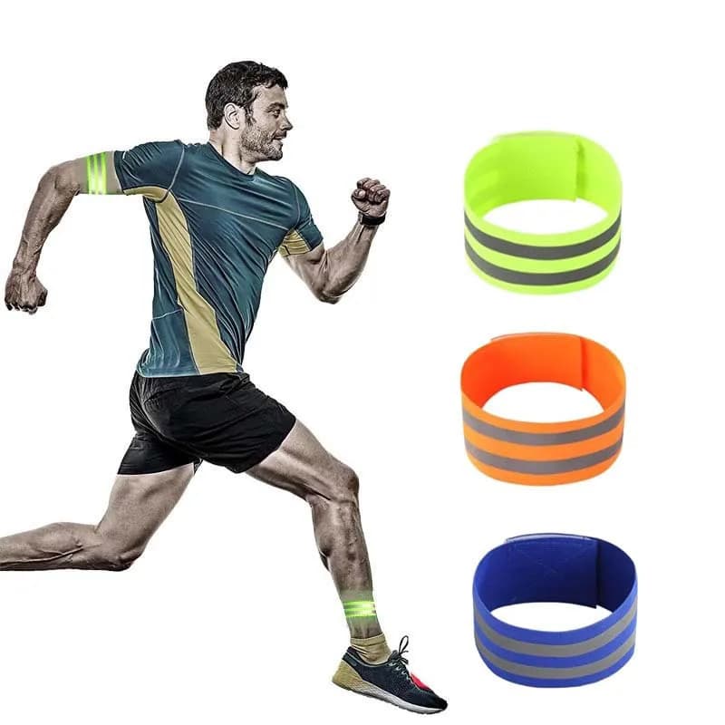 2 Peças de Faixas Refletivas Elásticas para Braço, Tornozelo e Perna, Fita Refletiva de Segurança para Corrida Noturna,