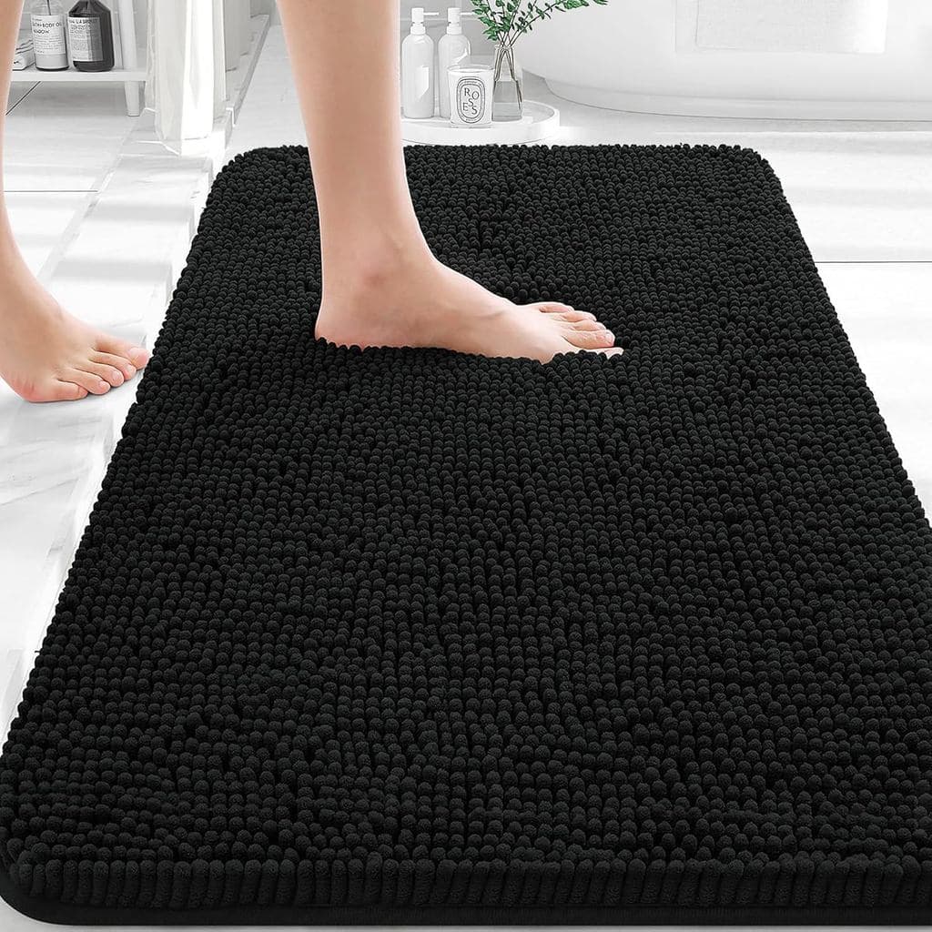 Tapete de Banheiro OLANLY 30x20, Tapetes de Banho de Chenille Extra Macios e Absorventes, Base de Borracha de Secagem Rá