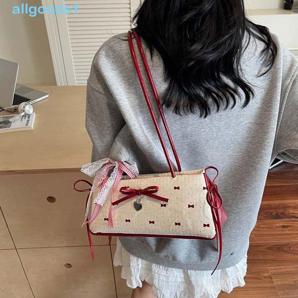 Bolsa De Ombro PU Com Laço ALLGOODS , Francesa Doce Fita De Renda , Bolsas Impermeáveis Para Axilas De Grande Capacidade