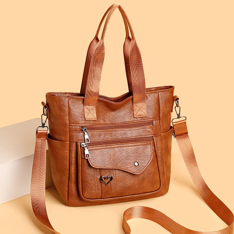 Bolsa feminina de meia-idade, sacola portátil de grande capacidade, moda feminina, bolsa de ombro combinada F